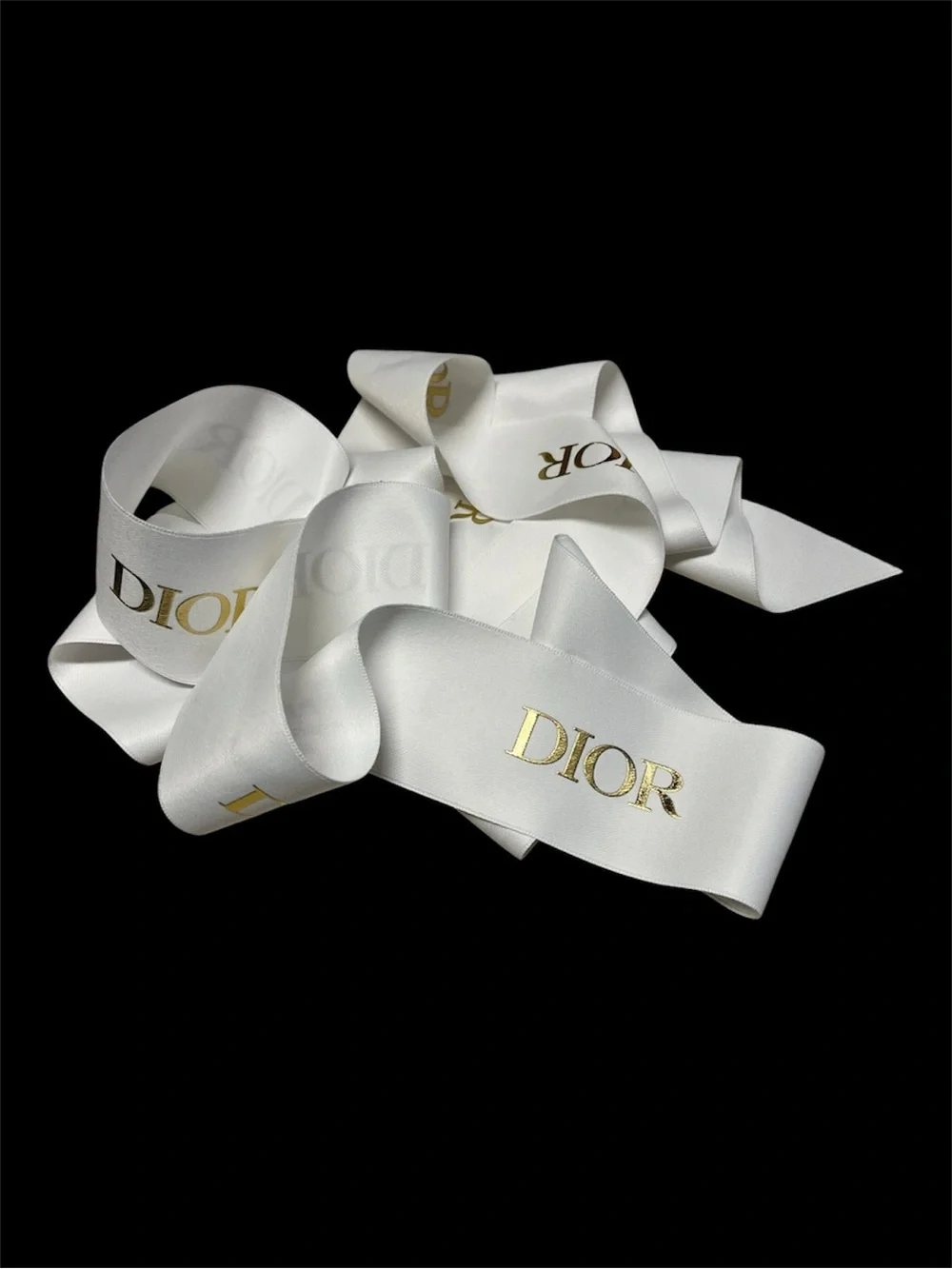 Dior White Ribbon with Gold Logo